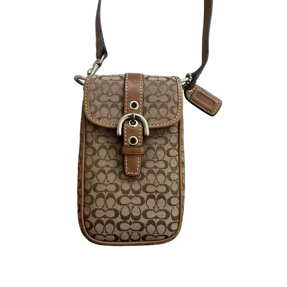 COACH Vintage Brown Logo Buckle Mini Crossbody Bag